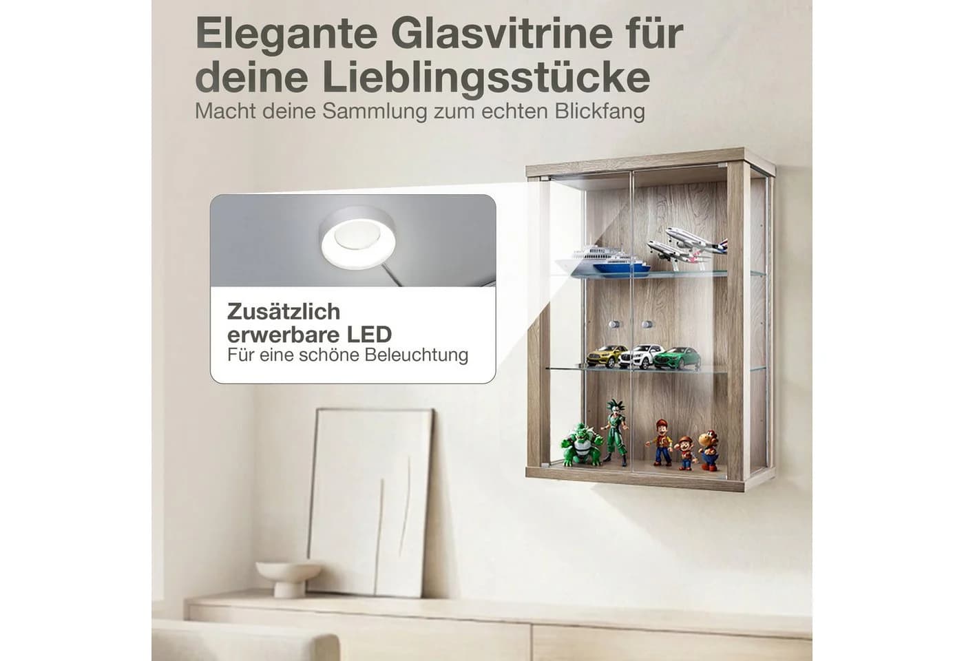 K-Möbel Hängevitrine C1012 Glasvitrine Braun 2 Glastüren - Bild 5