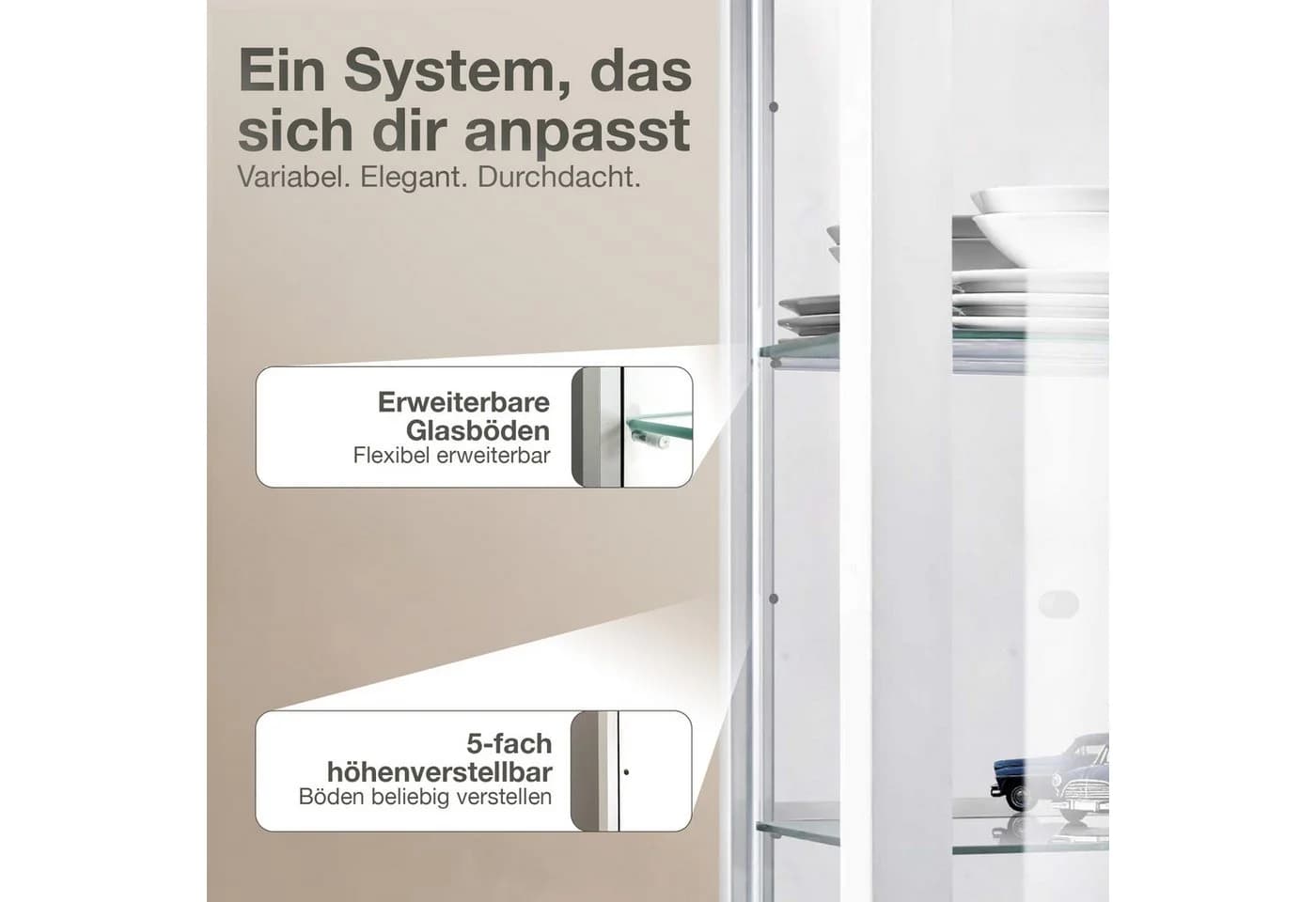K-Möbel Hängevitrine C1013 Glasvitrine mit 2 Glastüren - Bild 4