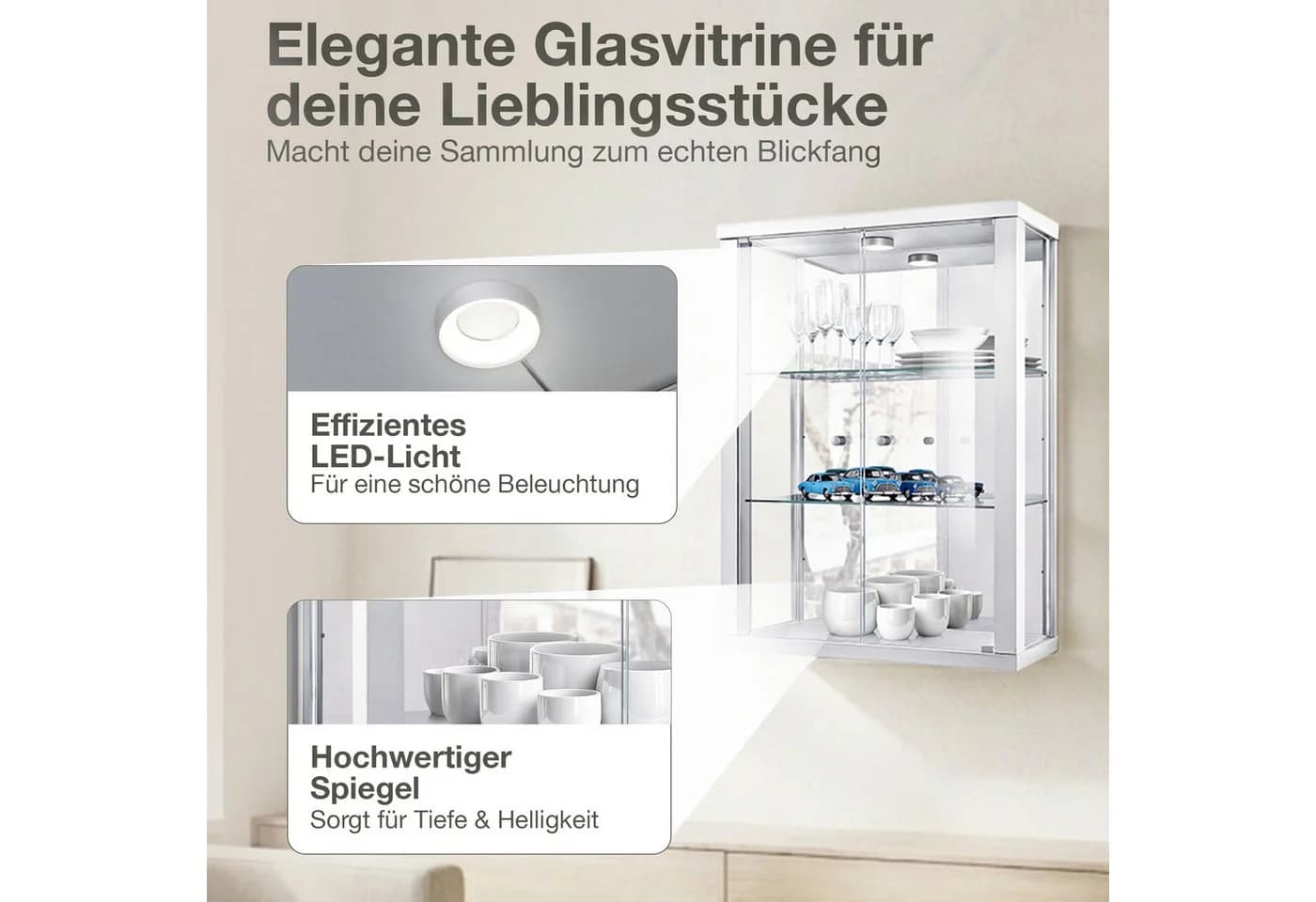 K-Möbel Hängevitrine C1013 Glasvitrine mit 2 Glastüren - Bild 5