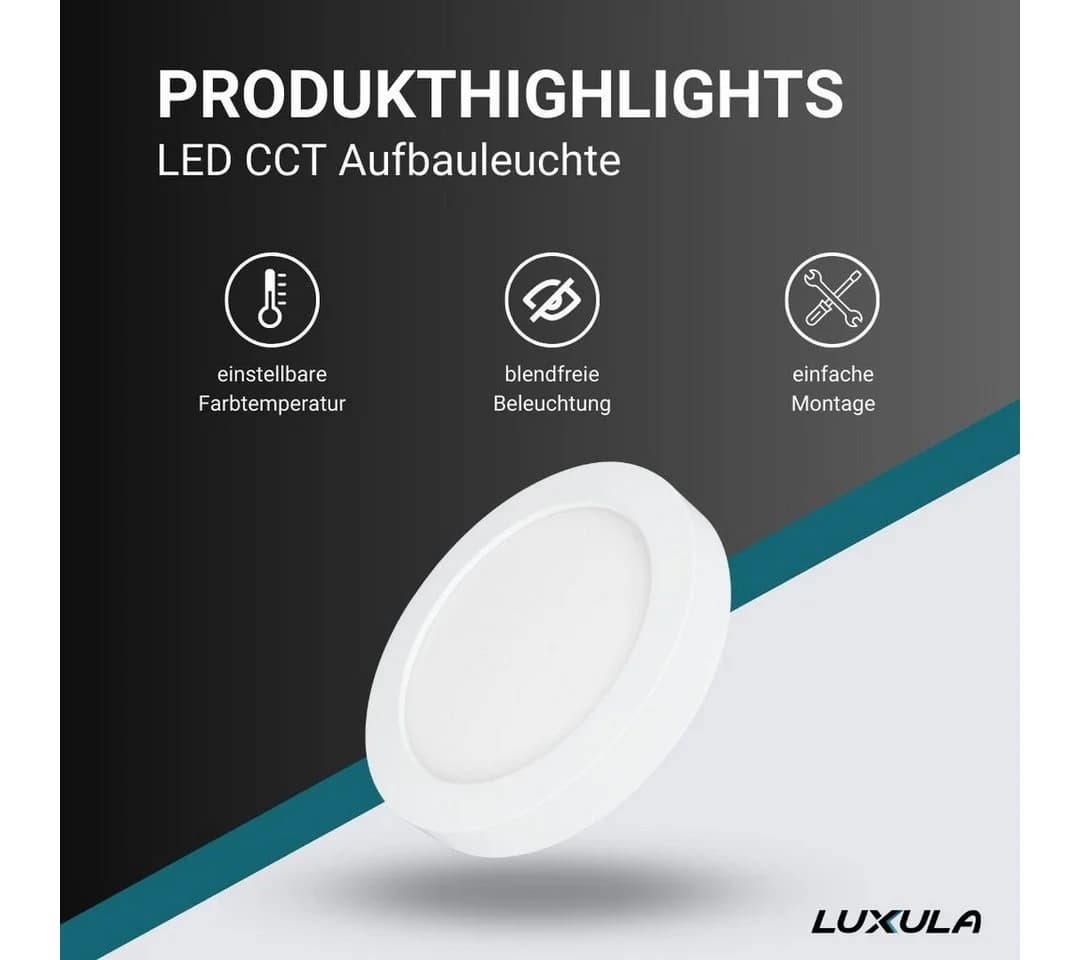 LUXULA LED CCT Aufbauleuchte 6W 525lm einstellbar