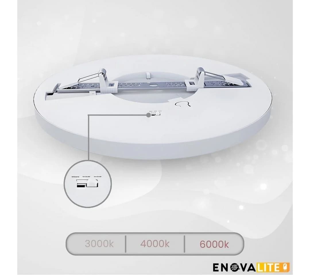 ENOVALITE LED Einbauleuchte LED CCT Panel, 18W, 1880 lm, ø225x17mm, LED fest integriert, warmweiß, CCT, neutralweiß, kaltweiß, Lochdurchm. variabel, Lichtfarbe einstellbar - Bild 4