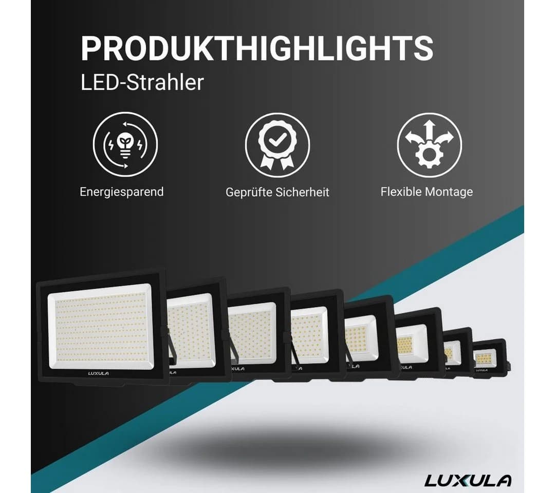 LUXULA LED Flutlichtstrahler 10W Schwarz IP65 Warm- & Neutralweiß - Bild 3