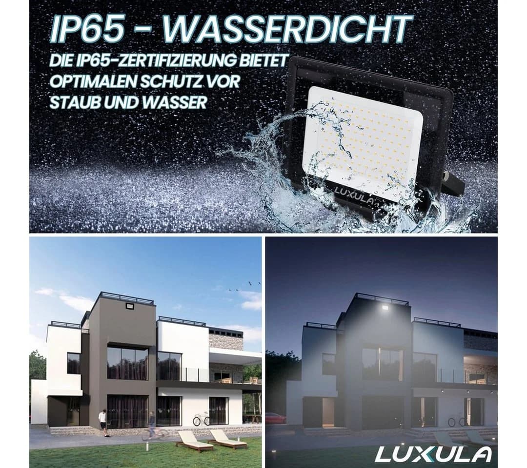 LUXULA LED Flutlichtstrahler 10W Schwarz IP65 Warm- & Neutralweiß - Bild 5