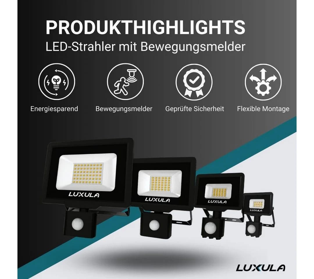 LUXULA LED Flutlichtstrahler Bewegungsmelder 10W Warmweiß Neutralweiß 1000lm IP65 - Bild 3