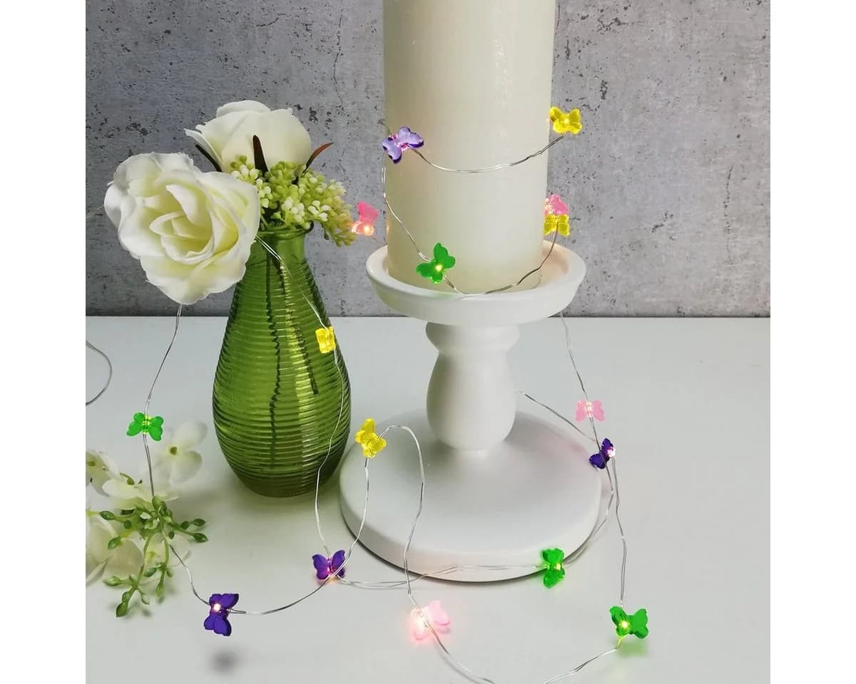 MARELIDA LED-Lichterkette Schmetterling 20 warmweiße LED Batteriebetrieb