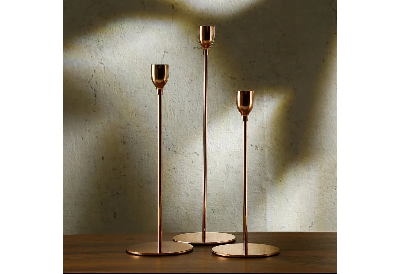 MARELIDA Kerzenhalter Stabkerzenhalter Roségold 3er Set