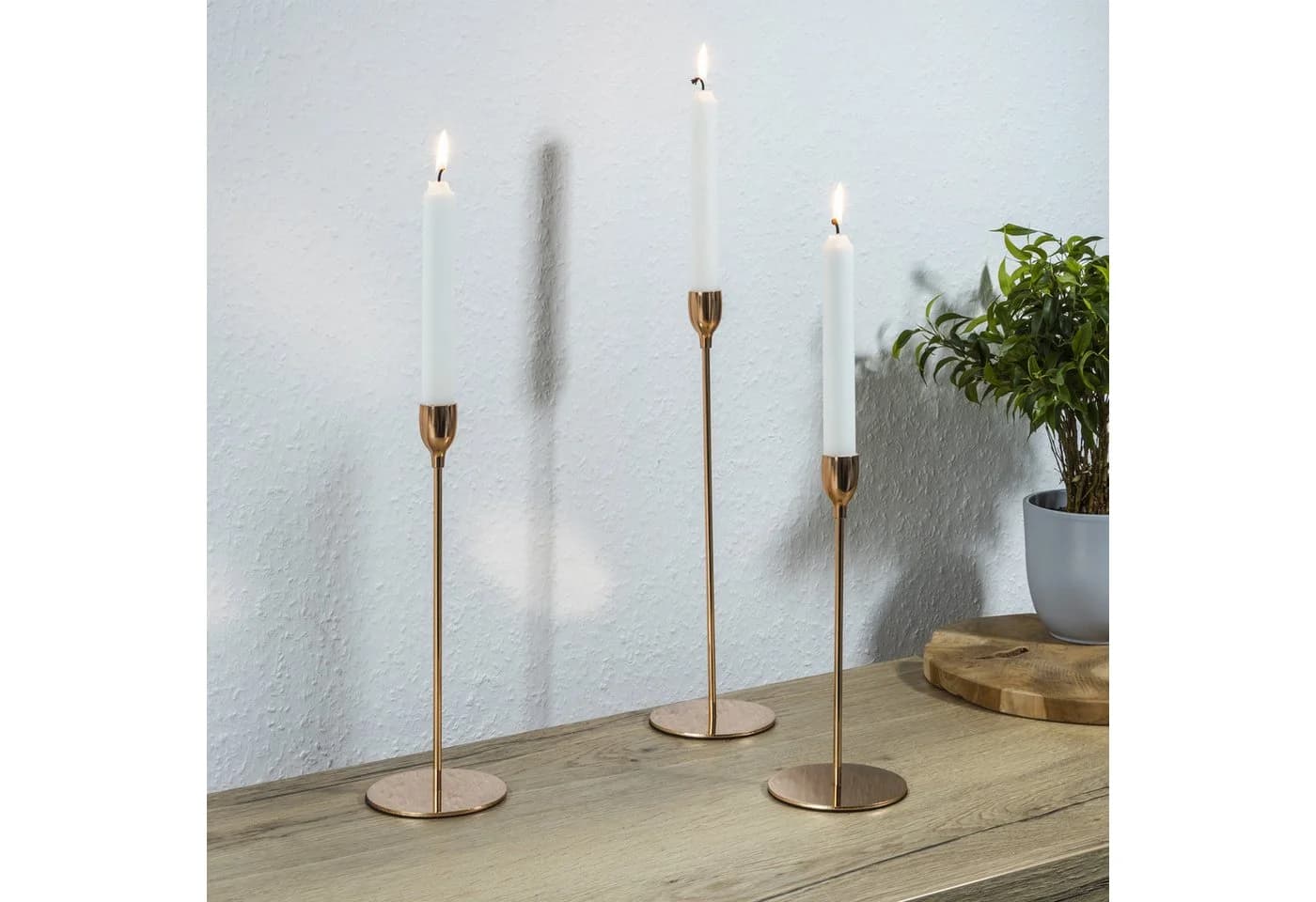 MARELIDA Kerzenhalter Stabkerzenhalter Roségold 3er Set - Bild 4