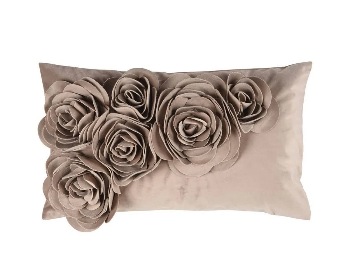 PAD Kissenhülle Samt Floral Taupe 30x50cm - Bild 2