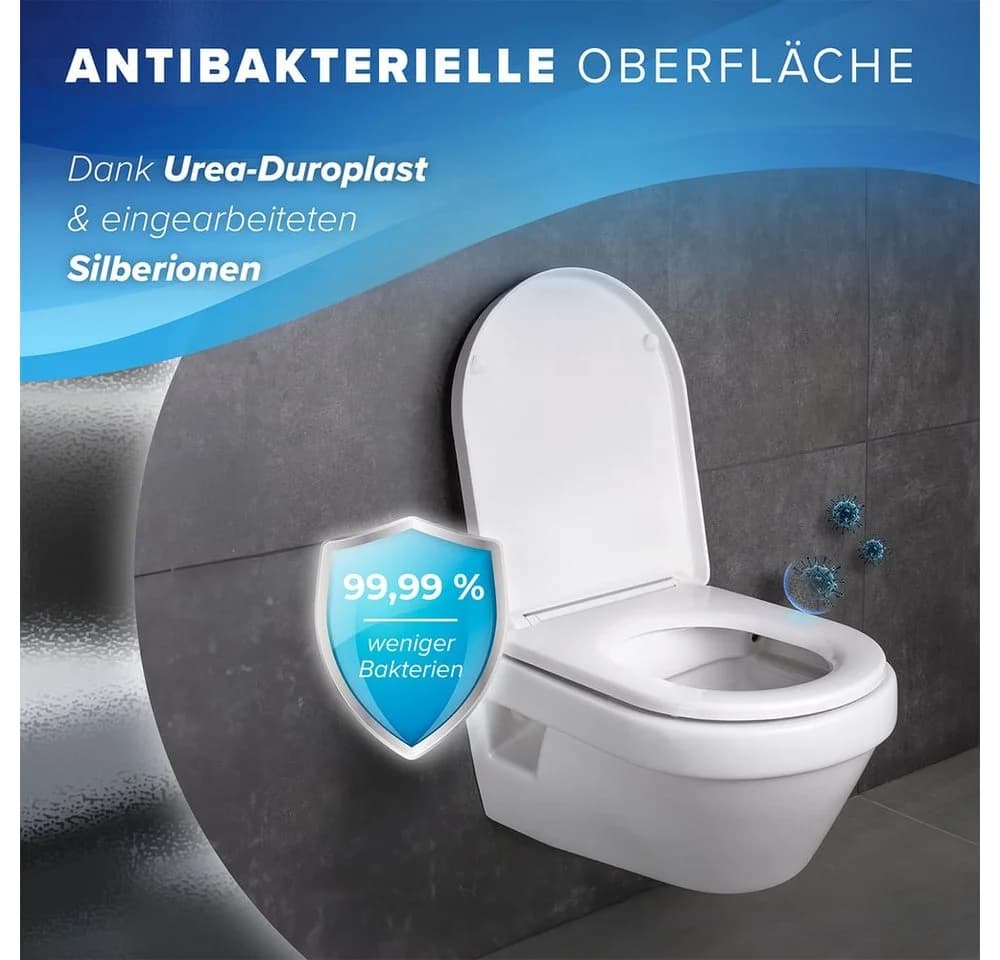 Benkstein WC-Sitz Premium Toilettendeckel antibakteriell D-Form Weiß - Bild 5