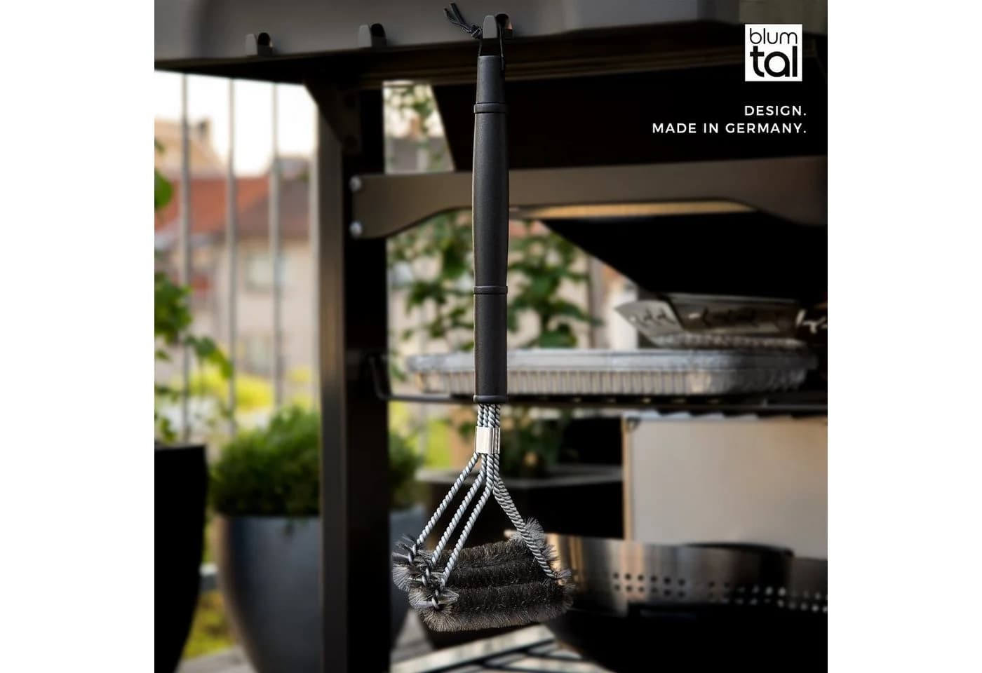 Blumtal Grillbürste Premium Edelstahl 3er Kopf Schwarz