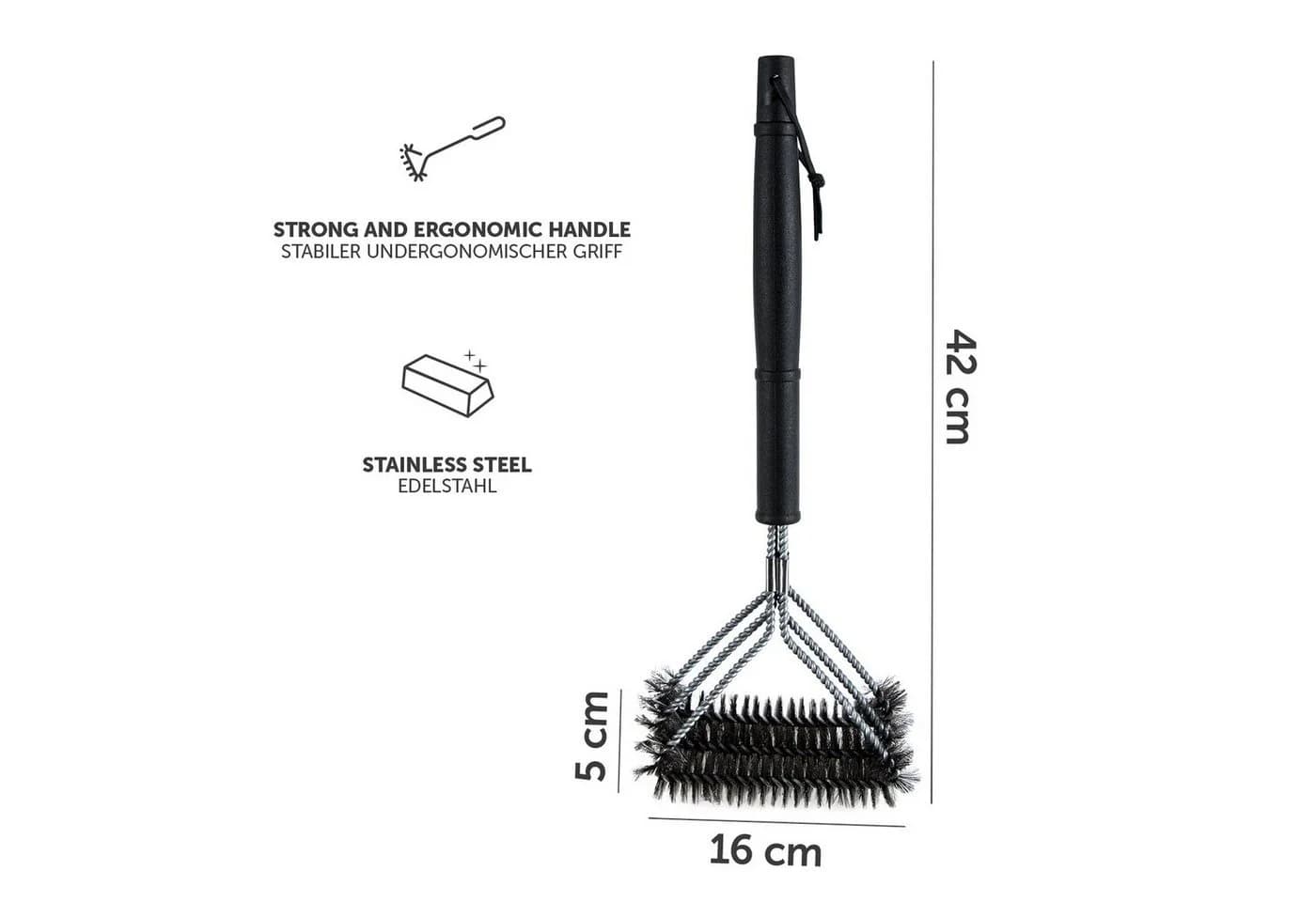 Blumtal Grillbürste Premium Edelstahl 3er Kopf Schwarz - Bild 5