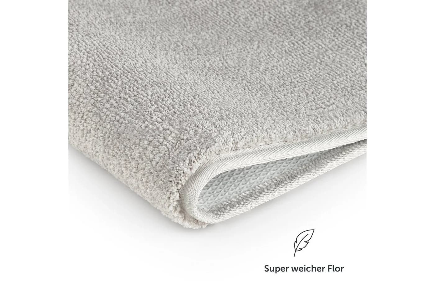 Blumtal Badematte Grau Rutschfest Weich Polyester 50x80 cm - Bild 4