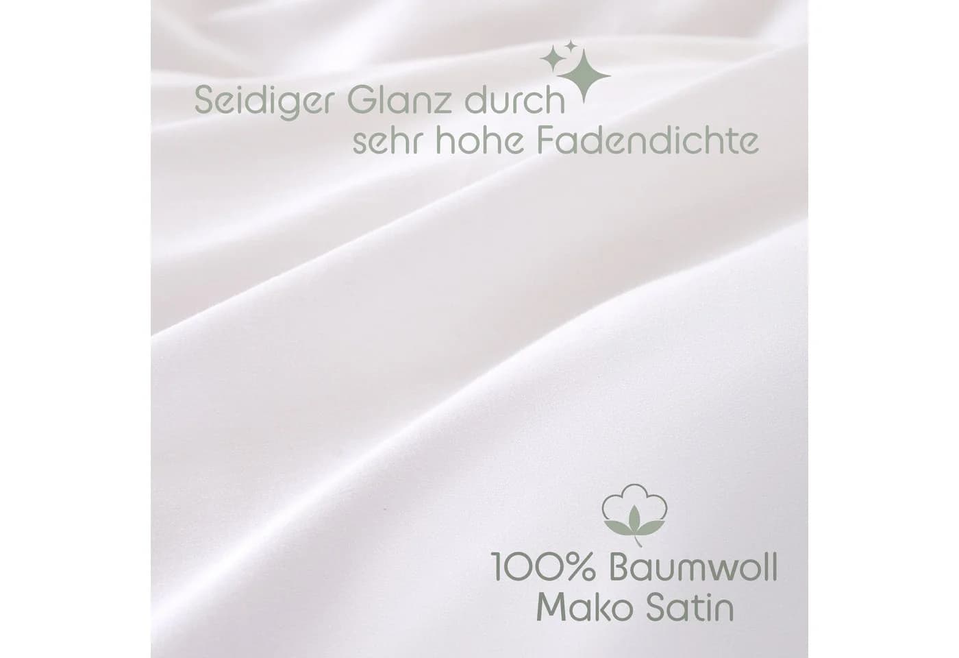 Blumtal Mako-Satin Bettwäsche 2-teilig 100% Baumwolle Weiß Premium - Bild 4