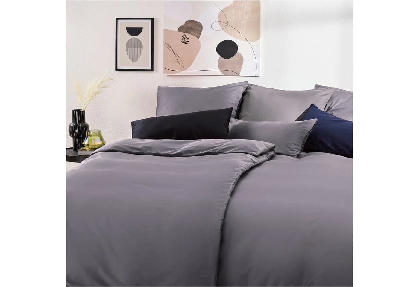 Blumtal Mako-Satin Bettwäsche 2-teilig Grau Premium - Bild 2