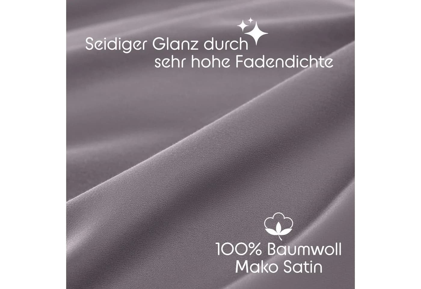 Blumtal Mako-Satin Bettwäsche 2-teilig Grau Premium - Bild 4