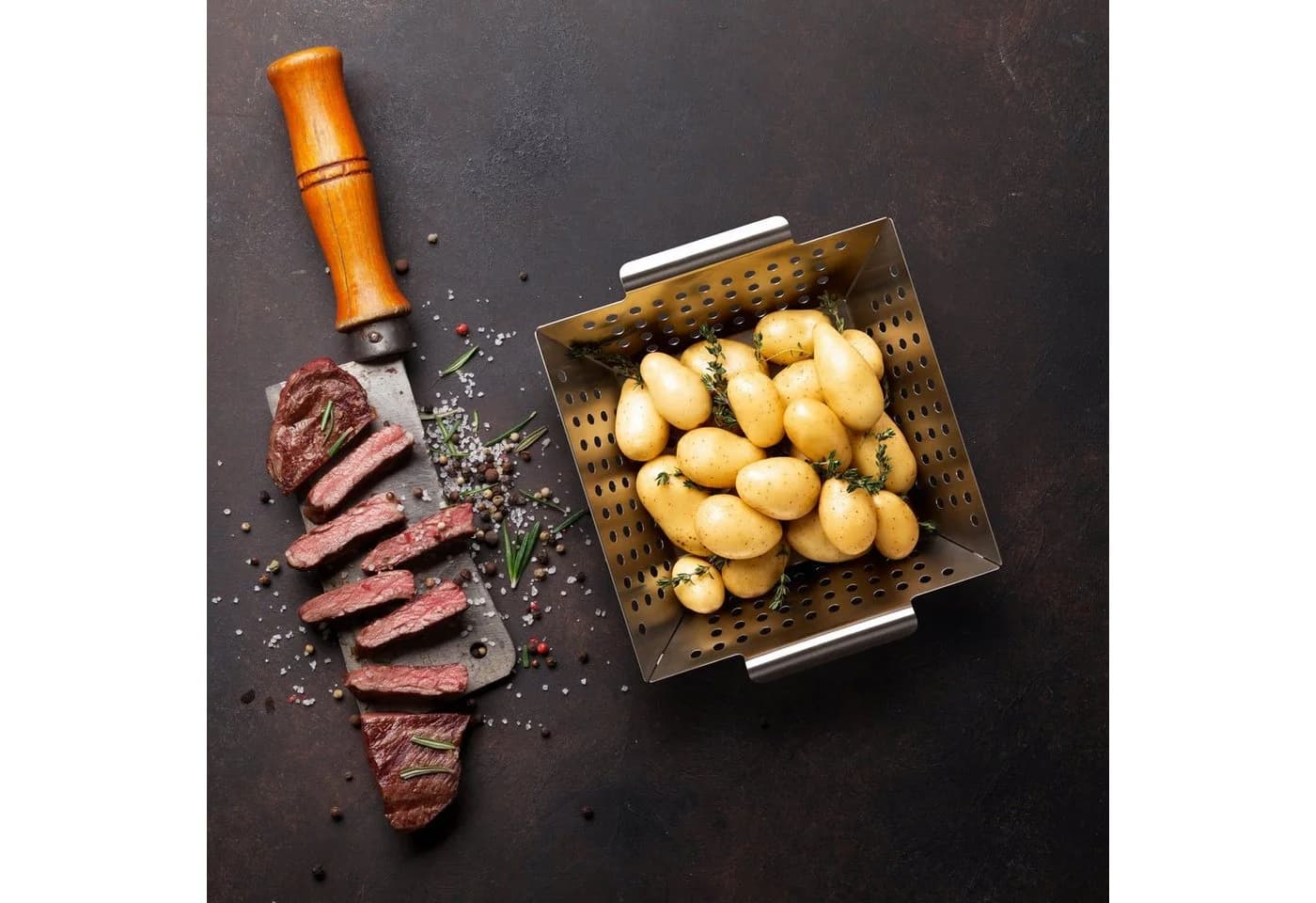 Blumtal Grillschale Grillkorb Edelstahl 100% Silber