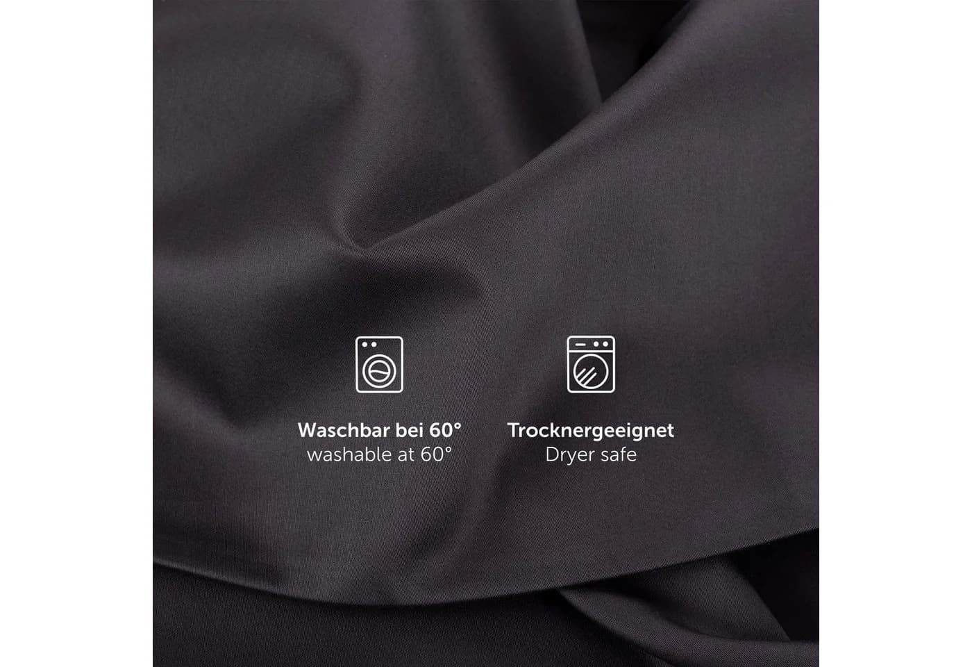 Blumtal Kissenbezüge Premium Mako Satin 2er Set Schwarz - Bild 4