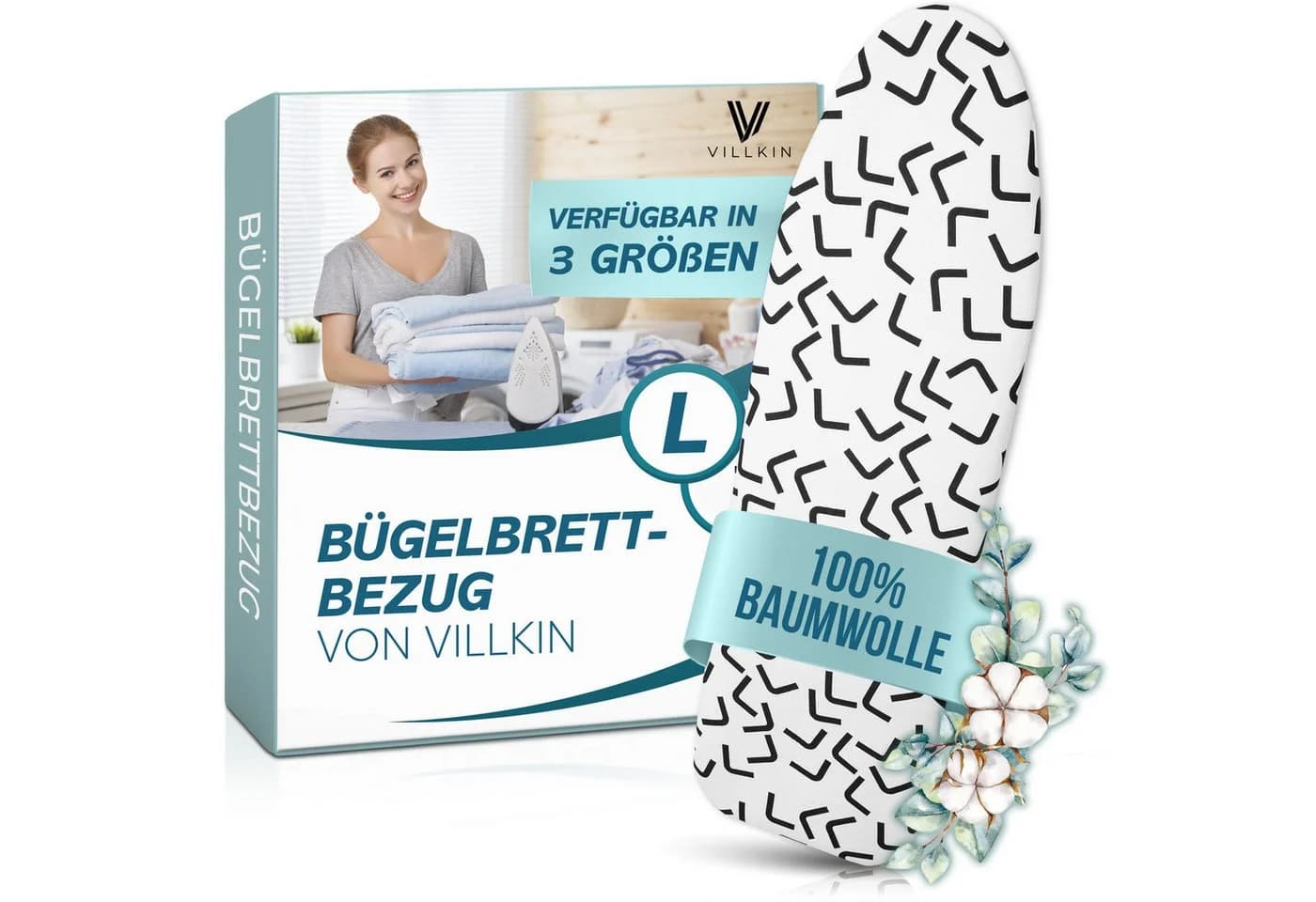 Villkin Bügelbrettbezug, Bügeltischbezug, Bügelunterlage, Bügelpolster, Bügelbrettpolster, 3 Größen, einfache Anbringung, Langlebig - Bild 2