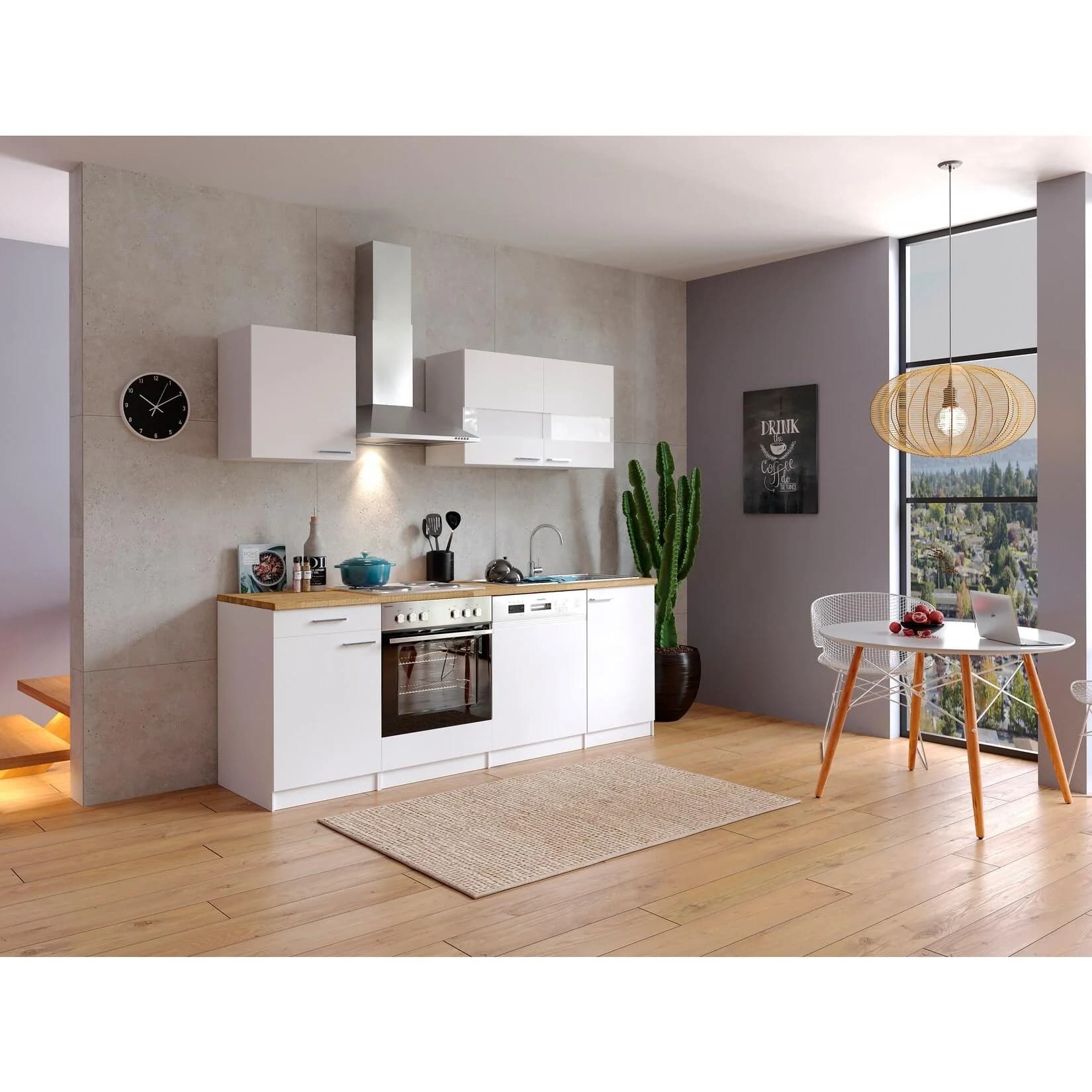 Respekta Küchenzeile KB220WW Weiß mit Soft-Close