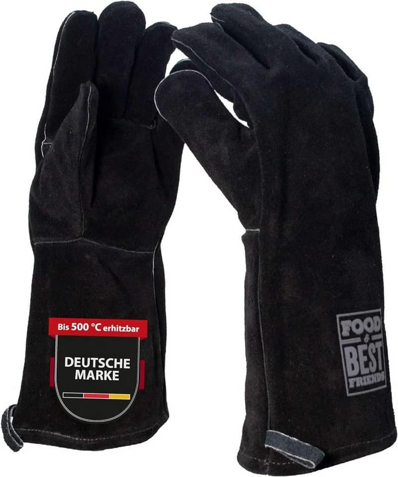 Jungfleisch Grillhandschuhe FOOD & BEST FRIENDS Schwarz Leder - Bild 2