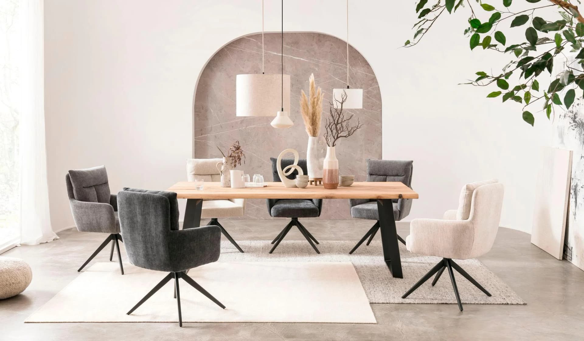 Home Affaire Esstisch Hudson Eiche massiv schwarz