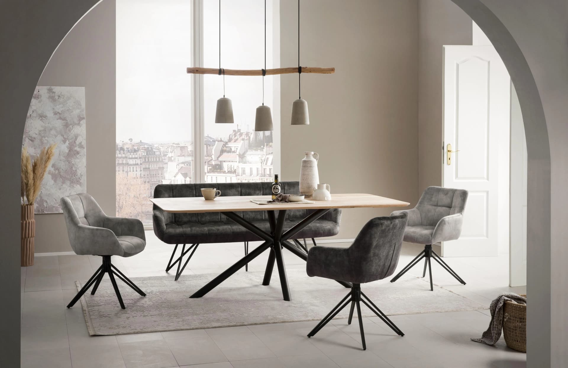 Home Affaire Esstisch Eiche massiv 180 cm schwarz