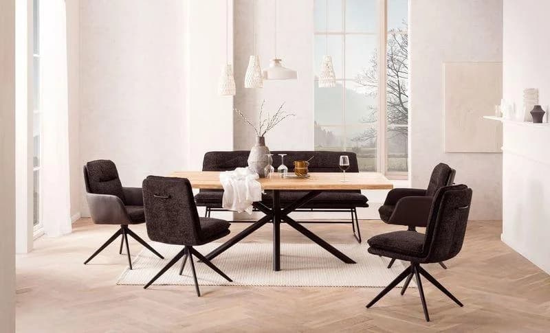 HOME AFFAIRE Esstisch Eiche Massivholz 180cm Schwarz