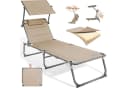 HOMECALL Klappbar-Gartenliege Beige Textilene Mit Dickem Schwamm Bild 3