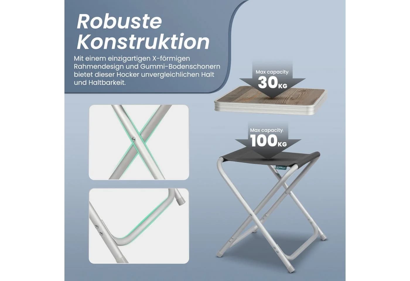 HOMECALL Campinghocker Klapphocker mit MDF Tisch Aluminium Grau - Bild 3