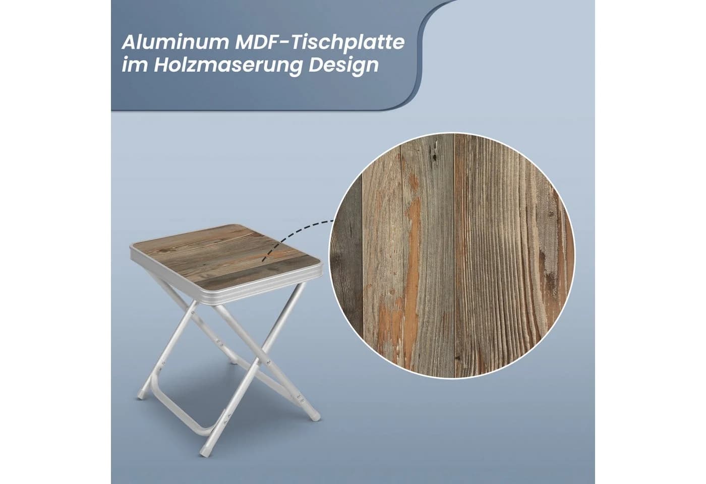 HOMECALL Campinghocker Klapphocker mit MDF Tisch Aluminium Grau - Bild 4