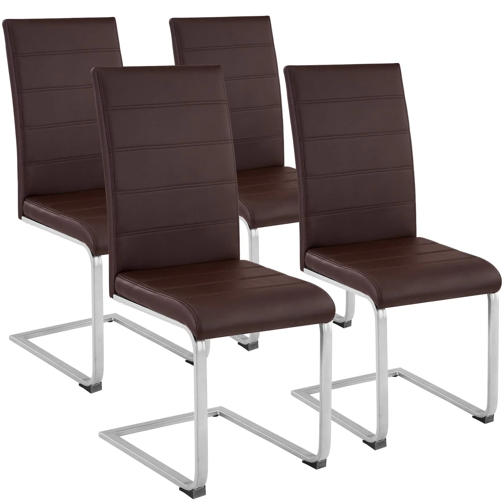 tectake Schwingstuhl Set 4-tlg. Gepolstert mit Kunstleder und Stahlgestell