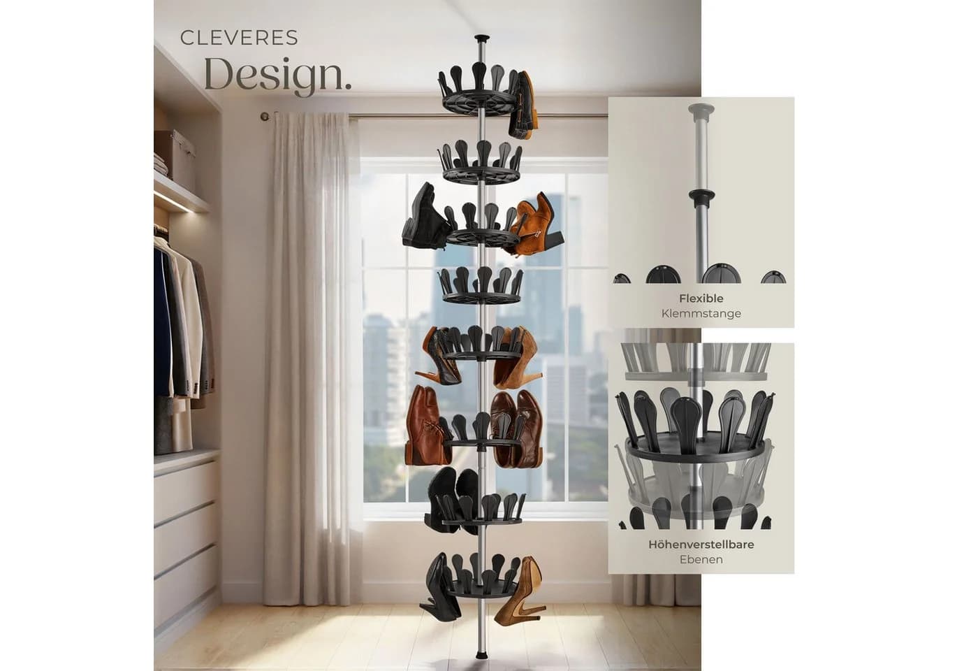 tectake Schuhregal Schuhkarussell 8 Ebenen Stahl Kunststoff - Bild 3