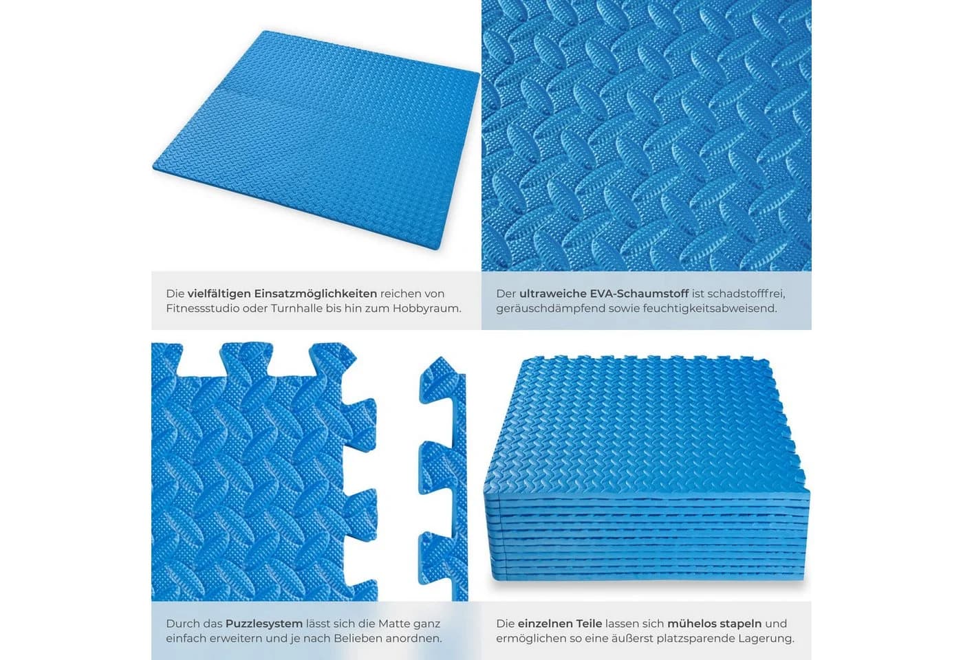 tectake Bodenschutzmatte 12er Set Blau EVA Schaumstoff - Bild 5