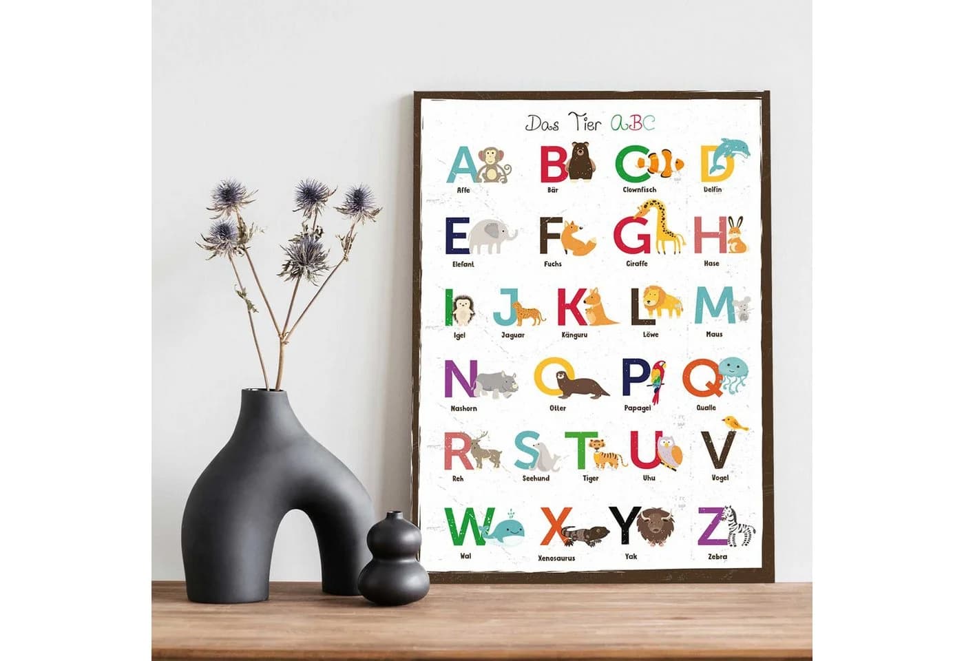 GRAVURZEILE Holzschild mit Spruch - Das Tier ABC - Buchstaben lernen - Bild 4