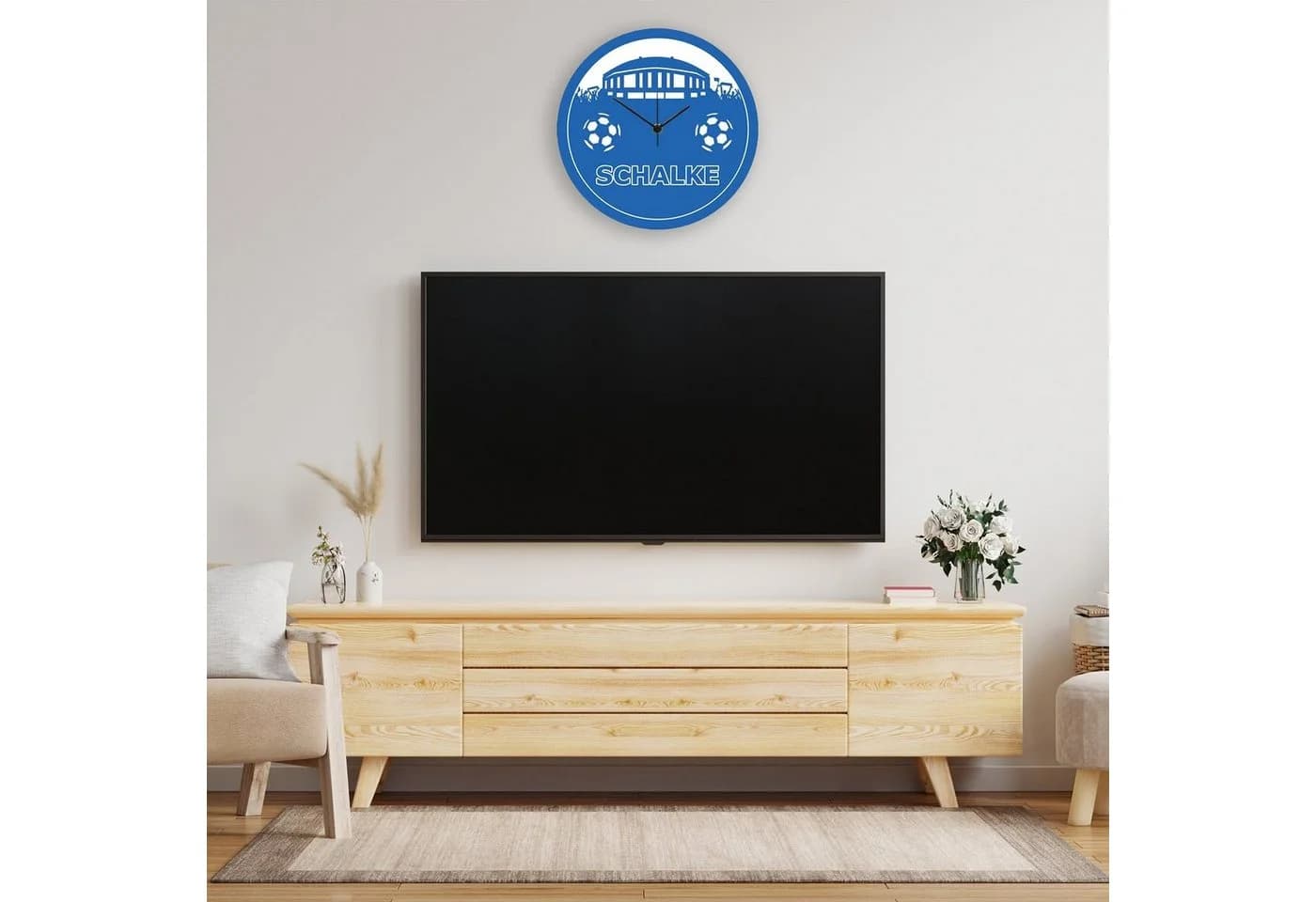 GRAVURZEILE Wanduhr aus Holz Vereinsliebe Schalke UV Druck