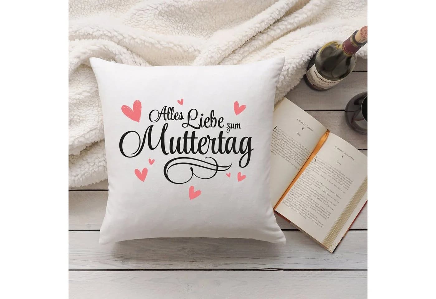 GRAVURZEILE Zierkissen mit Spruch 40x40 cm Polyester