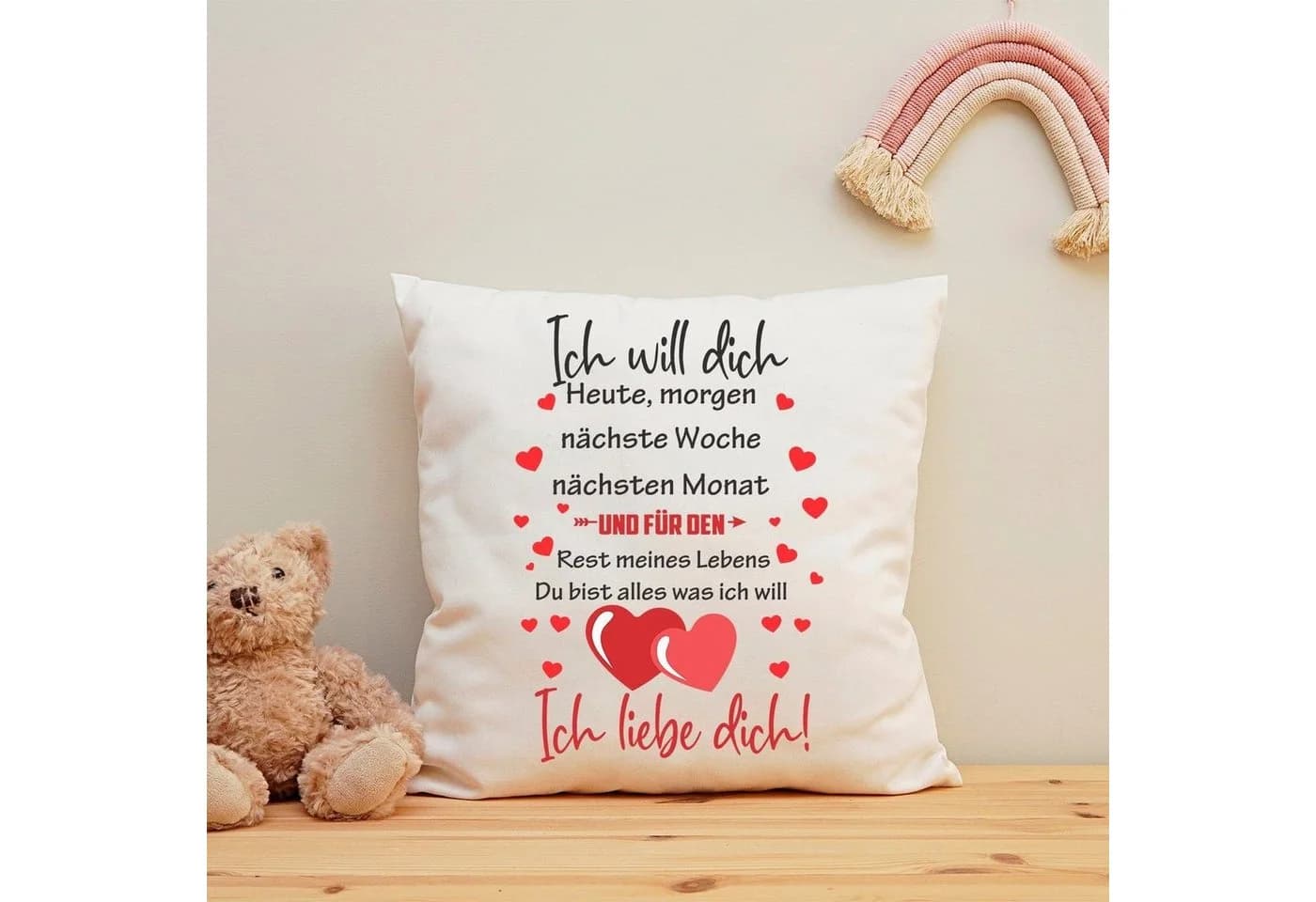GRAVURZEILE Zierkissen mit Spruch - Ich will dich Heute Morgen nächste Woche - Für Paare - Bild 5
