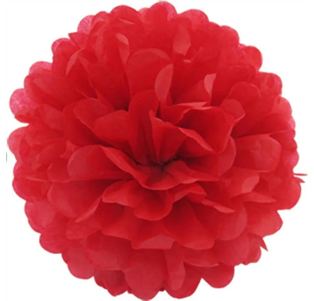 Creativery 10er Set Papier Pompons 25cm Rot Seidenpapier - Bild 2