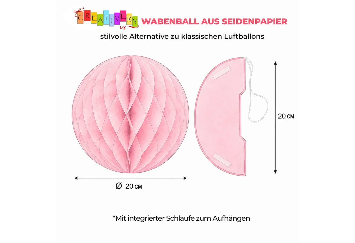 Creativery Wabenball 20cm Papier Bordeaux - Bild 3