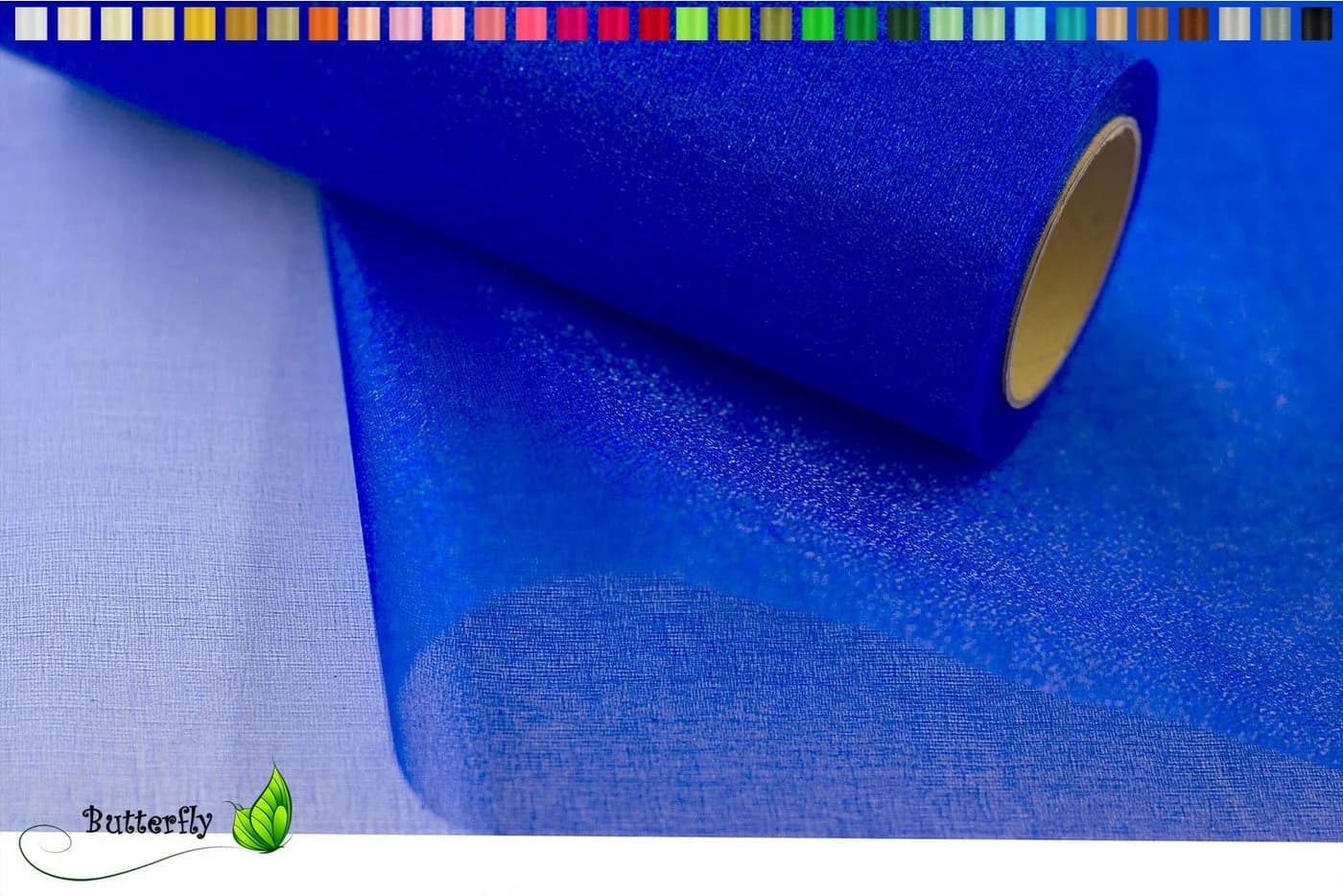 Creativery Organza Stoff Rolle 9m Weiß Glitzer 36cm - Bild 2