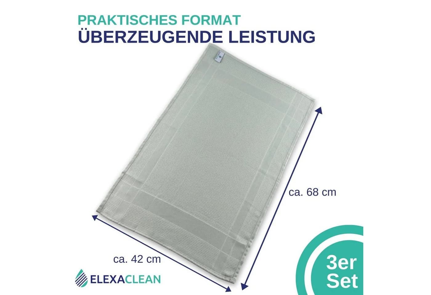 ELEXACLEAN Geschirrtuch Mikrofaser Set 3-tlg. Grau Silber Saugstark Fusselfrei - Bild 3