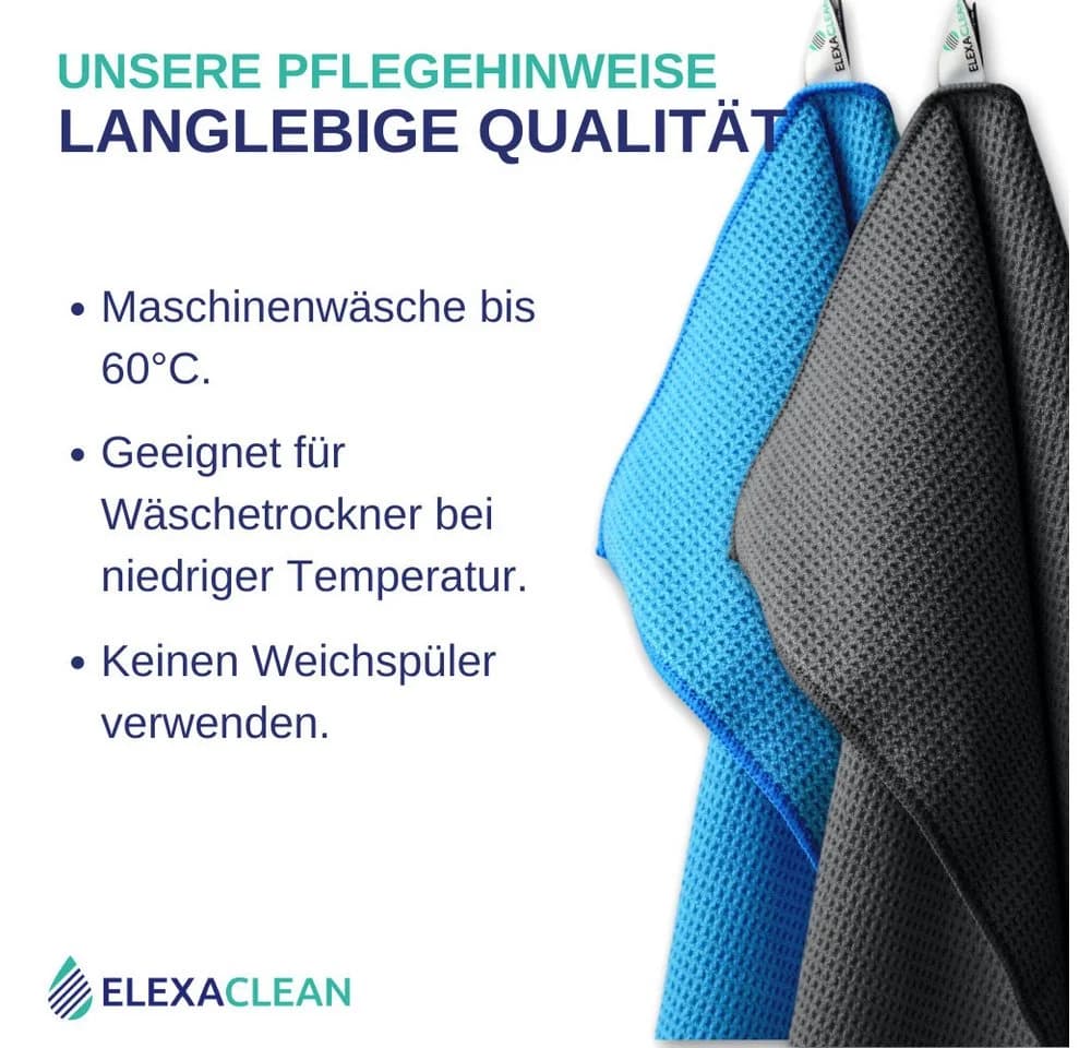 ELEXACLEAN Waffeltuch Trockentuch Mikrofasertuch Gelb 60x40 cm - Bild 4