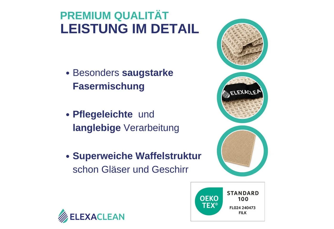 ELEXACLEAN Geschirrtuch Mikrofaser Küchentücher Set Beige/Braun