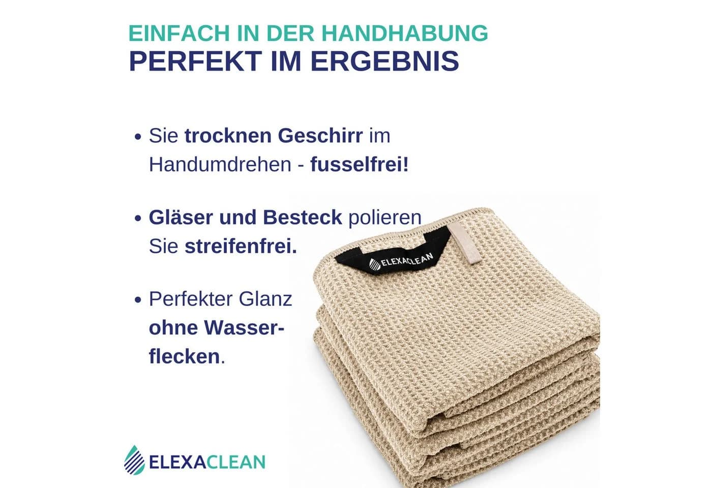 ELEXACLEAN Geschirrtuch Mikrofaser Küchentücher Set Beige/Braun - Bild 3