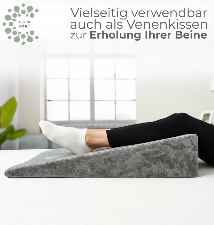 Well B4 Keilkissen für Bett und Couch, Matratzenkeil mit 2 Liegezonen, Rückenkissen, für Reflux, Bequemes Reflux Kissen und Lesekissen zur Schlaferhöhung, oder als Rückenlehne - Bild 5