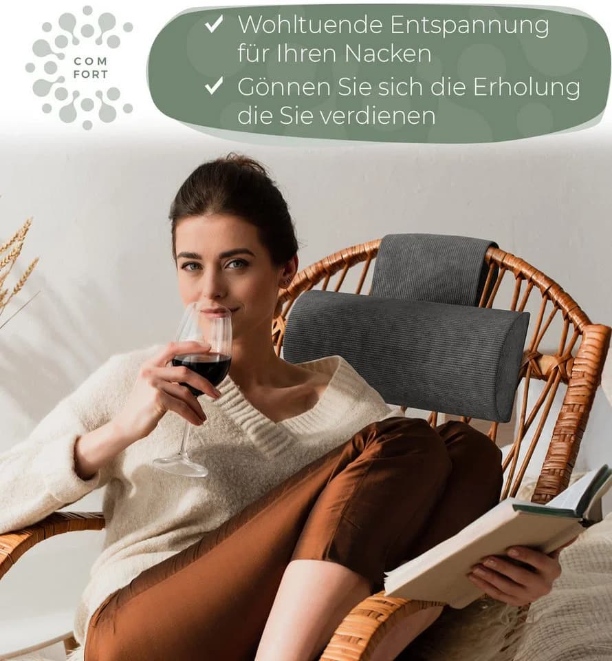Well B4 Nackenrolle mit Gegengewicht Grau Memory Schaum