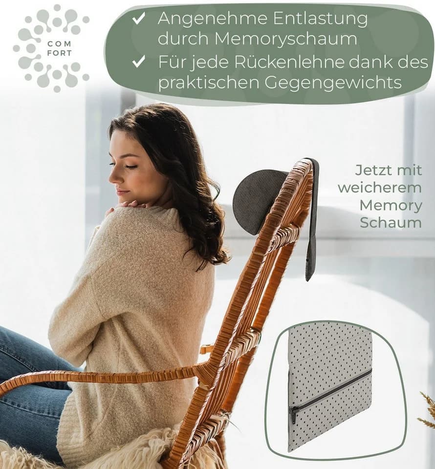 Well B4 Nackenrolle mit Gegengewicht Grau Memory Schaum - Bild 3