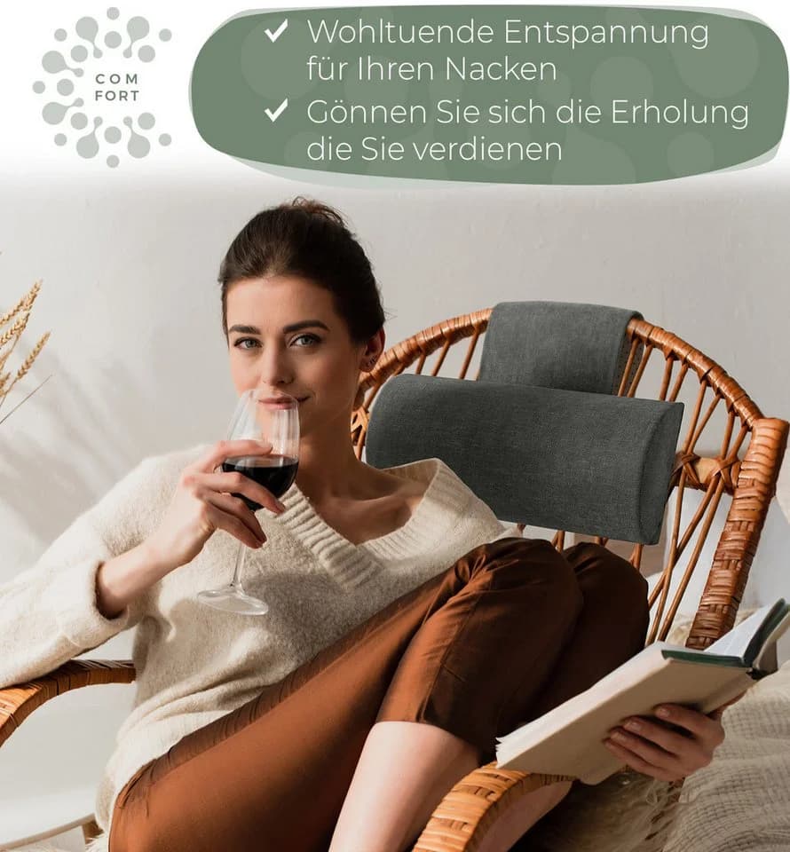 Well B4 Nackenrolle mit Gegengewicht - Memory Schaum Dunkelgrau