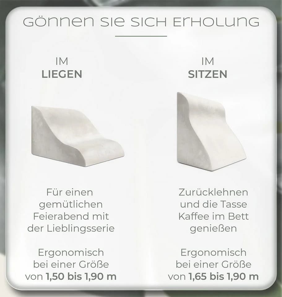 Well B4 Keilkissen Lesekissen für Bett und Sofa – Bequemes Rückenkissen mit Memory Foam - Bild 3