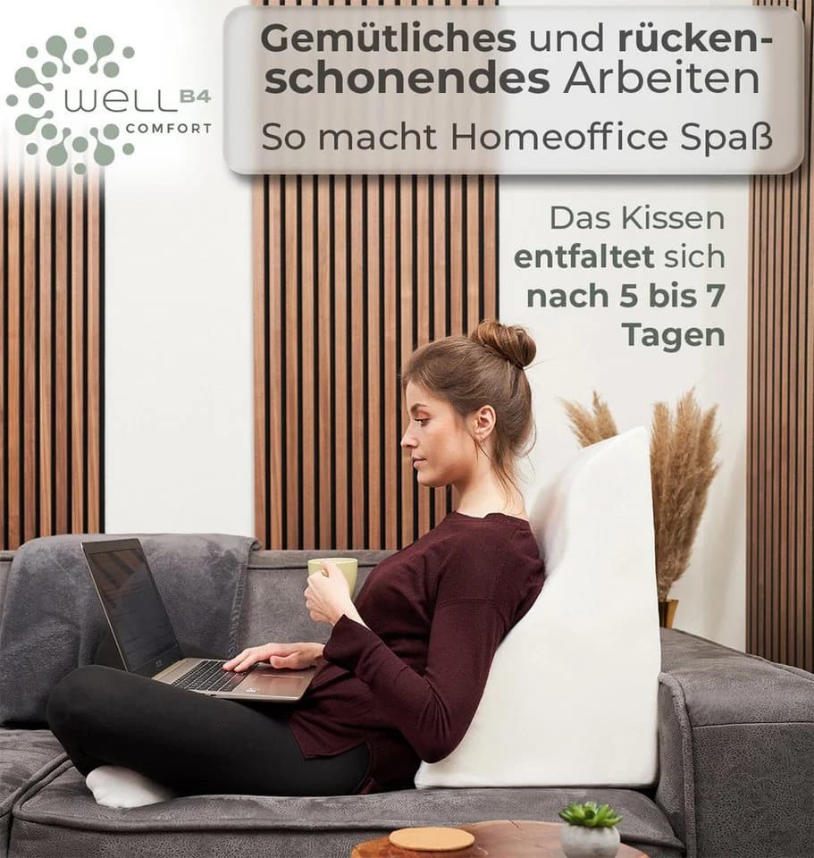 Well B4 Keilkissen Lesekissen für Bett und Sofa – Bequemes Rückenkissen mit Memory Foam - Bild 4